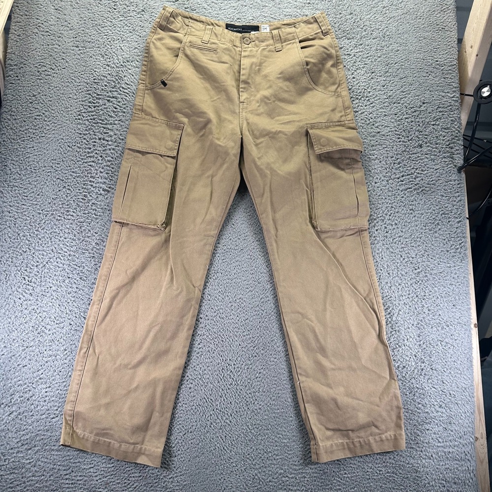 VTG Rocawear Pants Mens 36x34 Beige Cotton Cargo Straight Workwear Utility Baggy